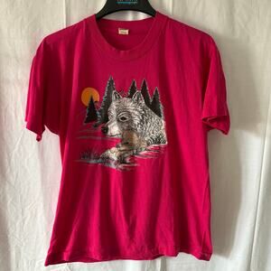 Vintage 1991 Screen Stars New Lugane's Wolf Graphic Singe Stitch T-Shirt Large